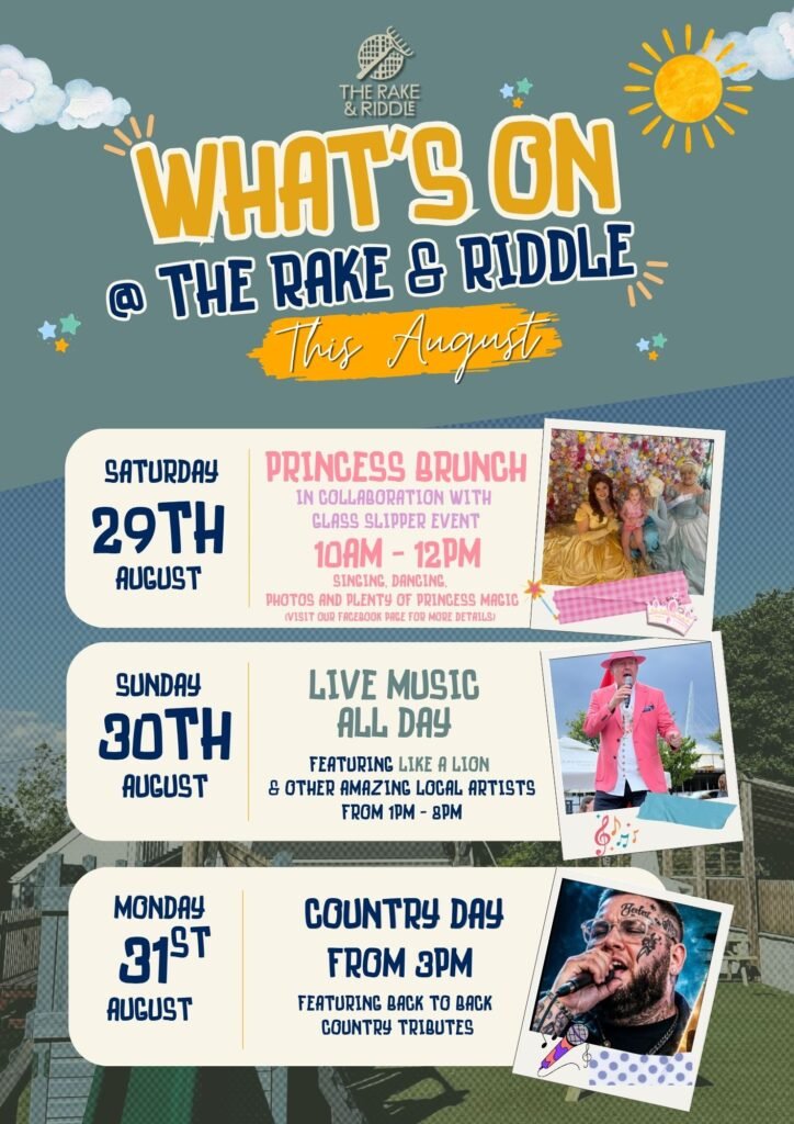 Whats on this August at the Rake & Riddle